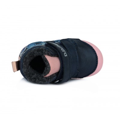 D.D. step dievčenská detská celokožená zimná obuv W066-653 Navy